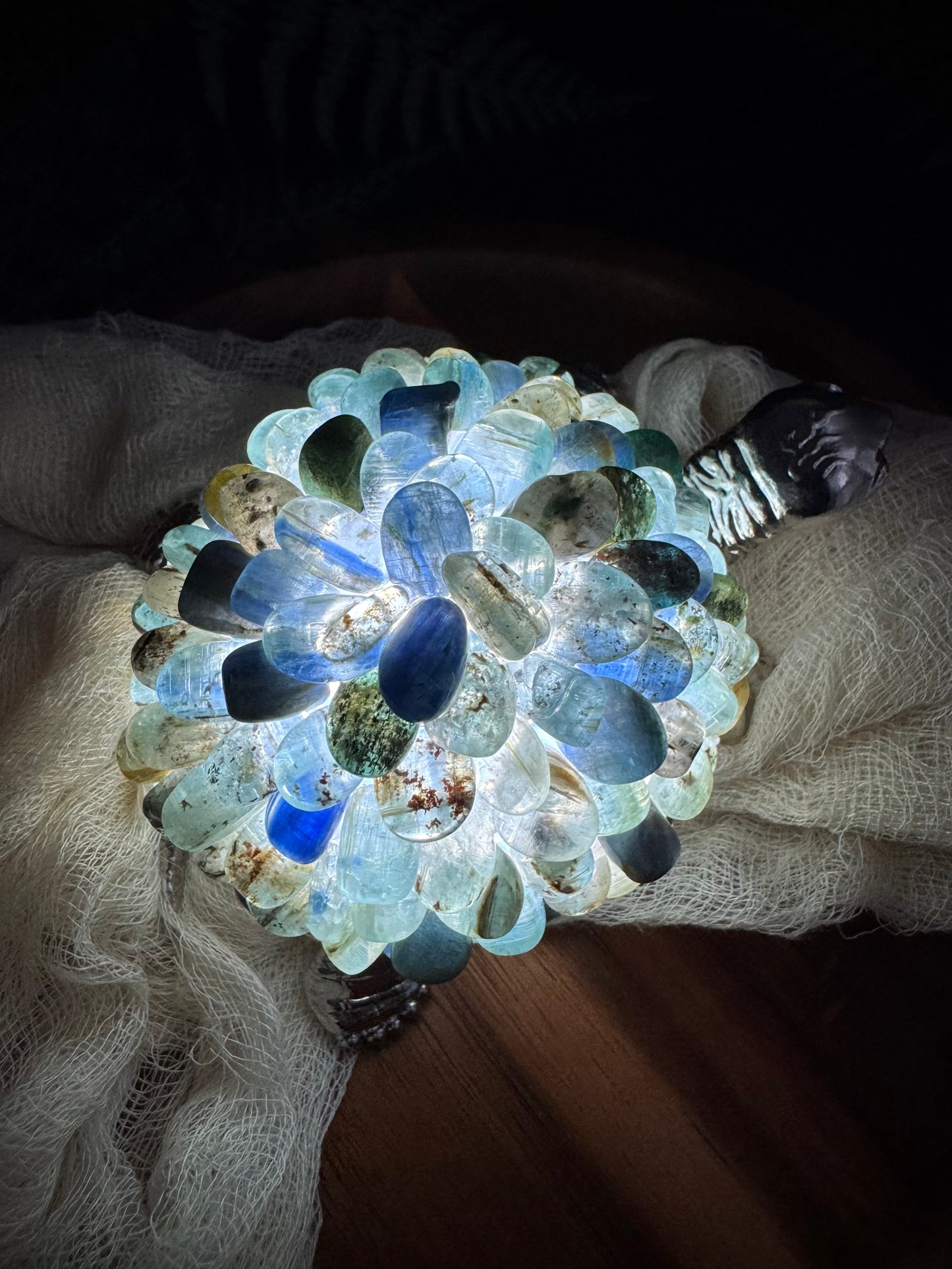 Blue Kyanite Chip Turtle Lamp