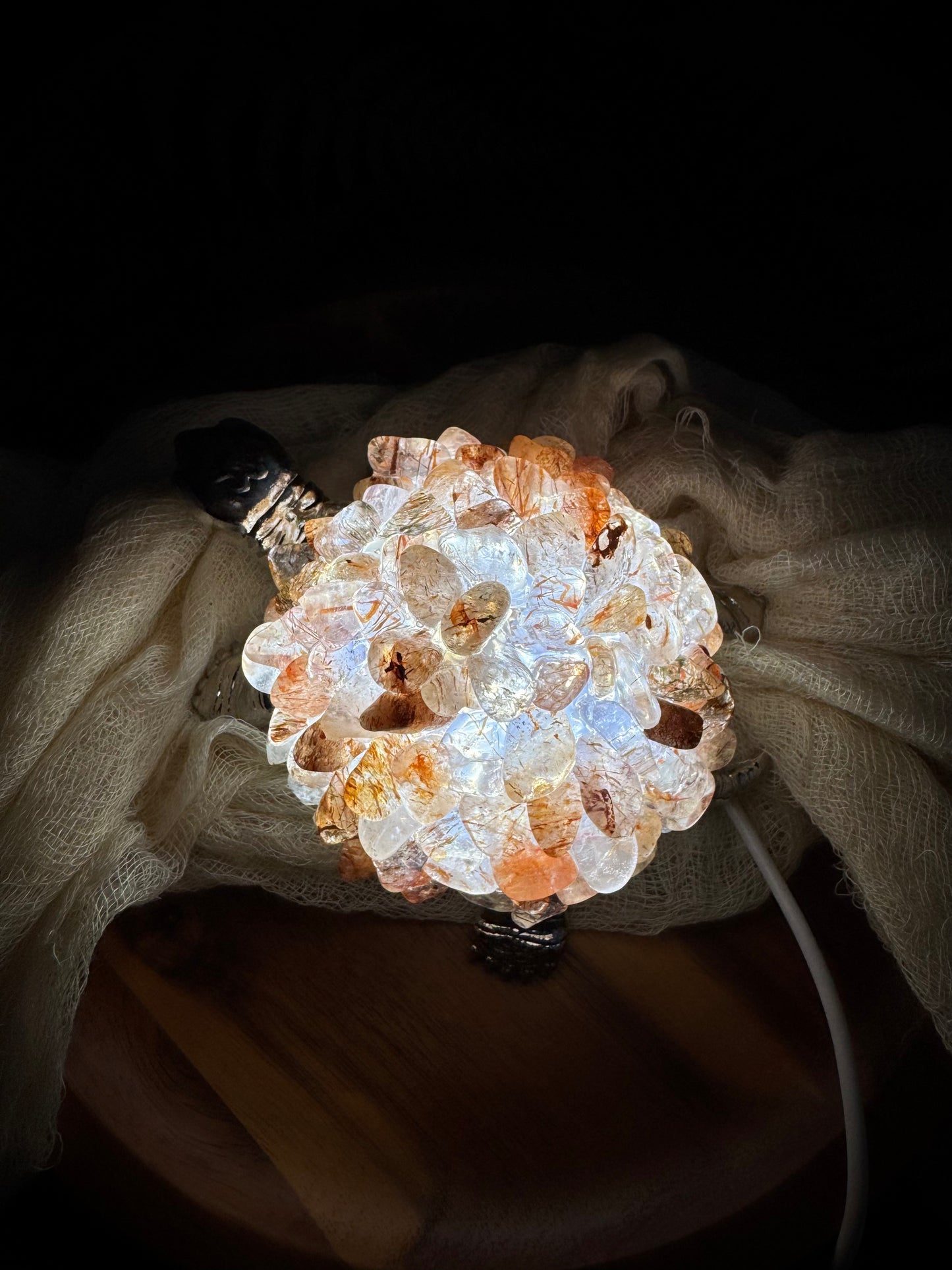 Copper Rutile Chip Turtle Lamp