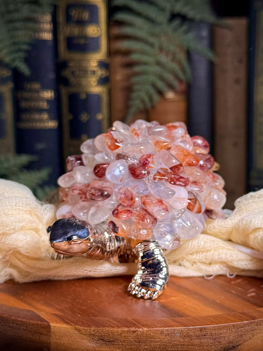 Fire Quartz Chip Turtle Lamp