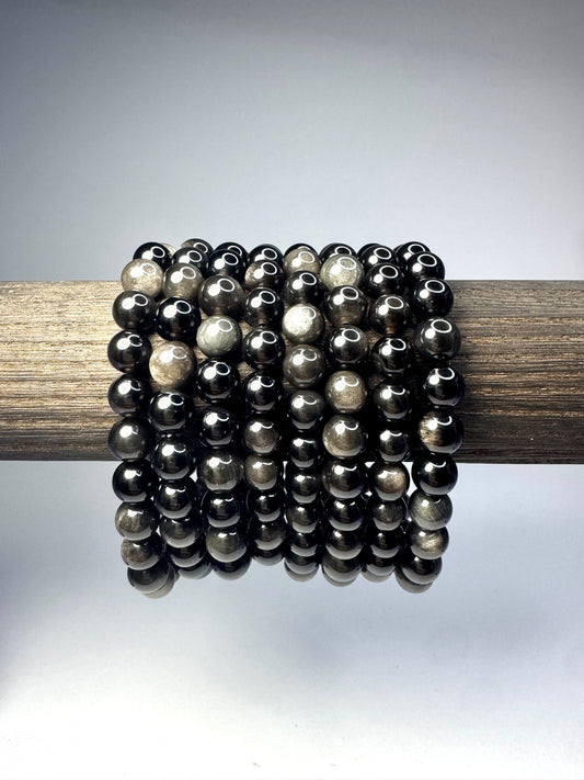 Silver Sheen Obsidian Bracelet