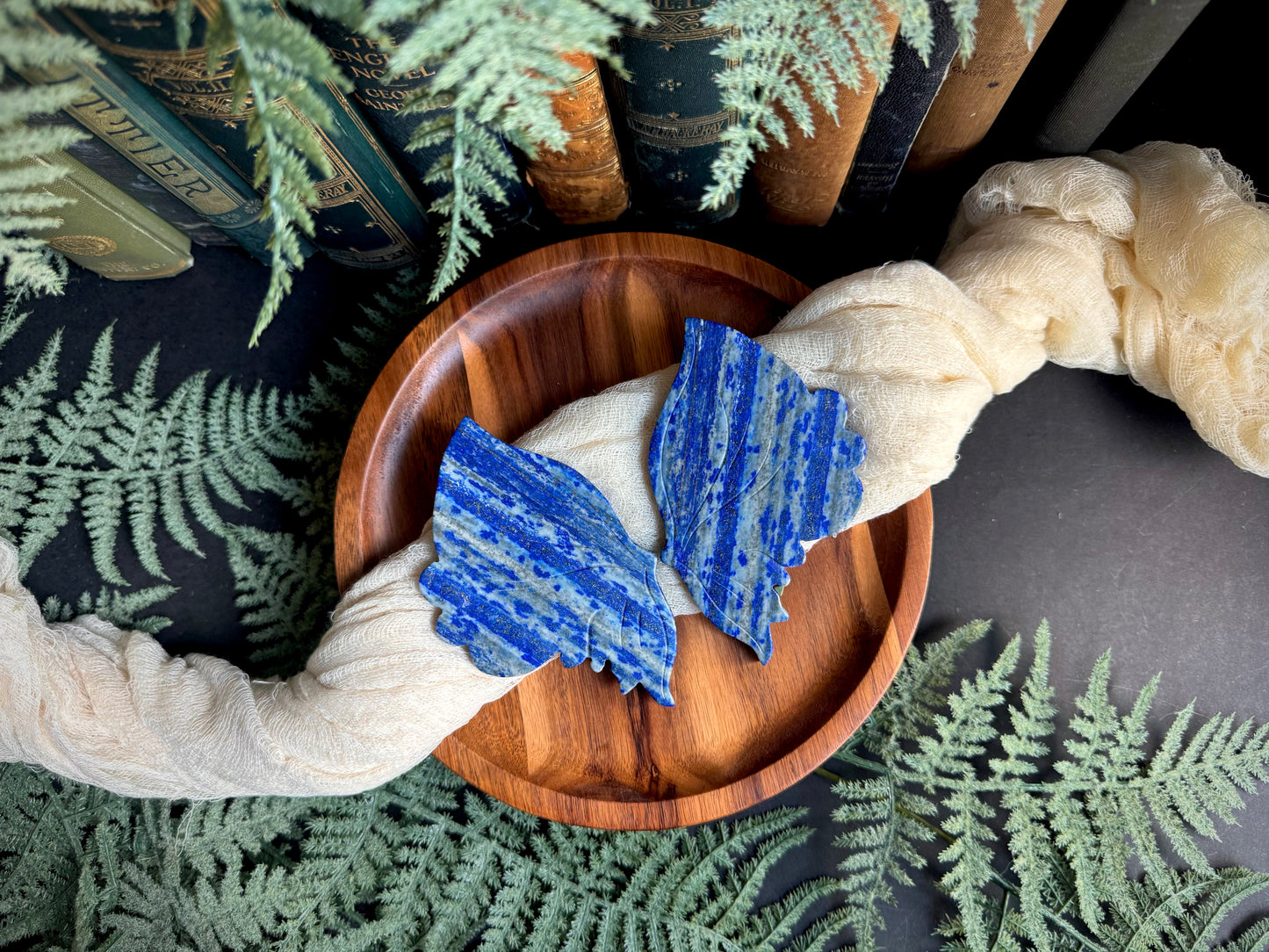 Lapis Lazuli Butterfly Wings on Gold Stand