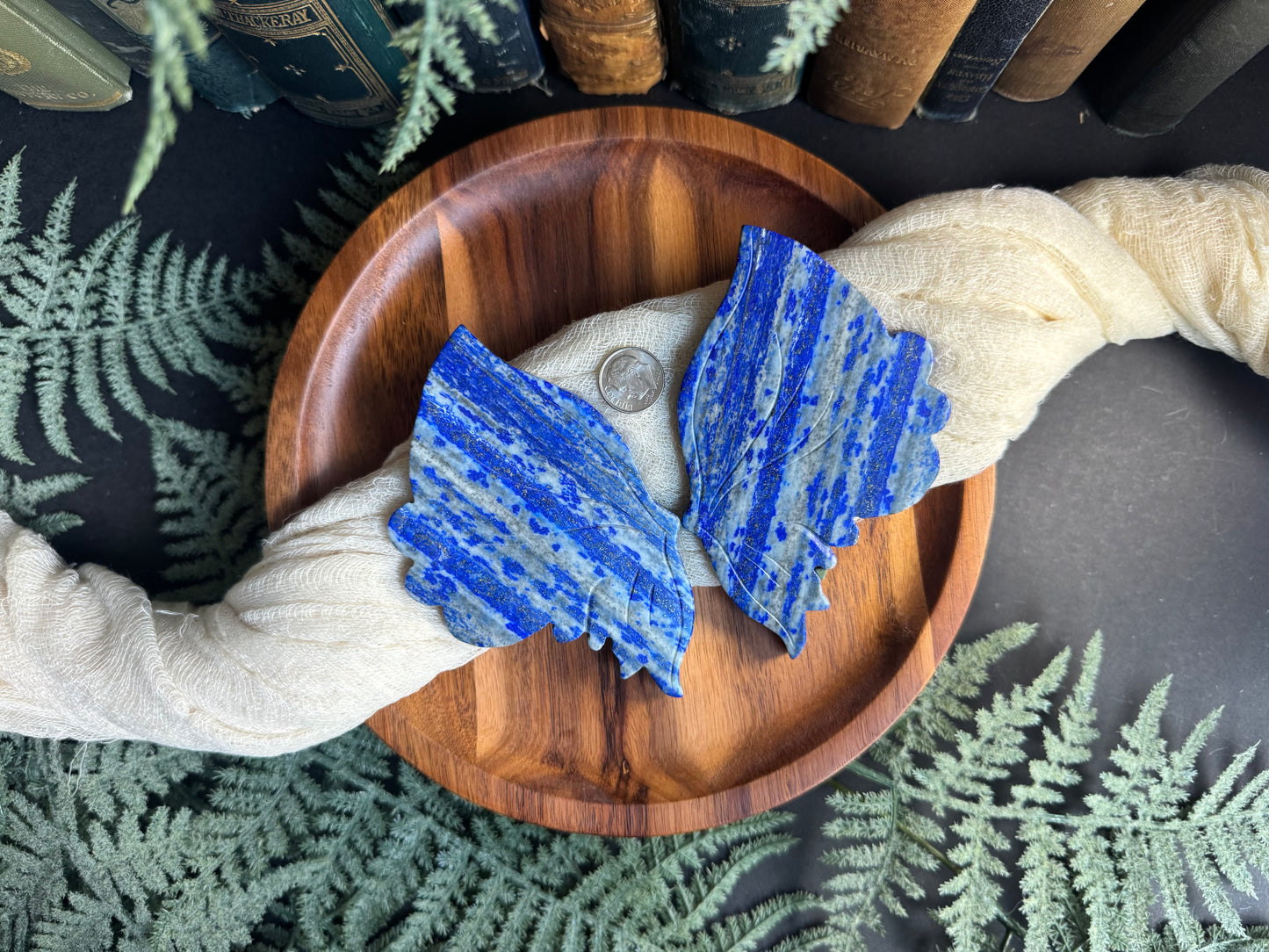 Lapis Lazuli Butterfly Wings on Gold Stand