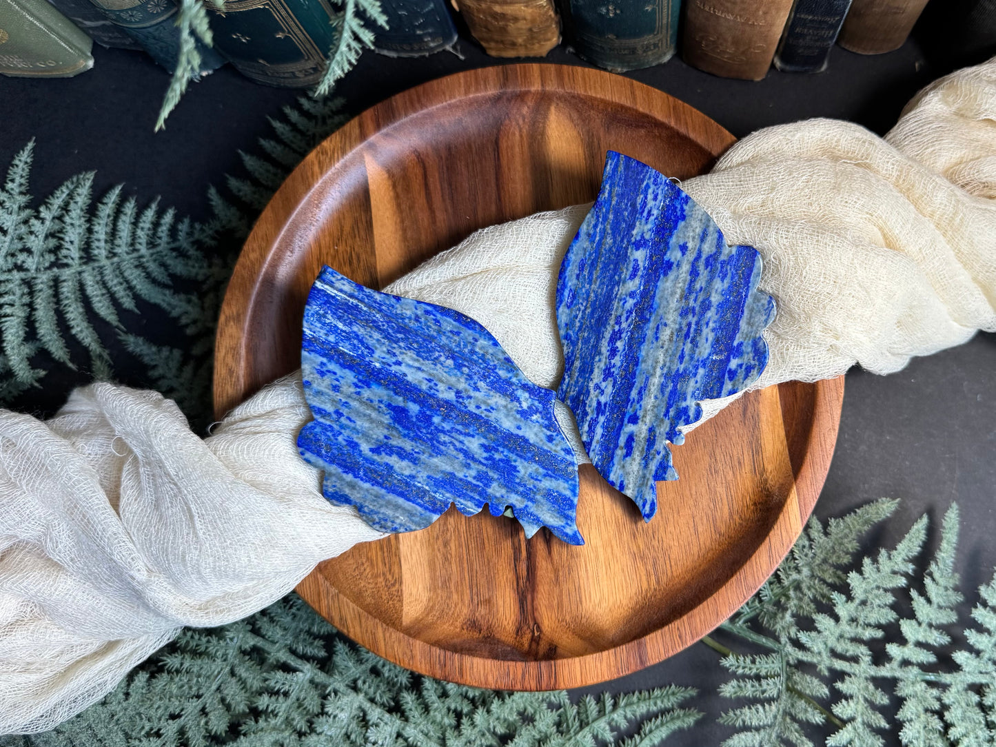 Lapis Lazuli Butterfly Wings on Gold Stand
