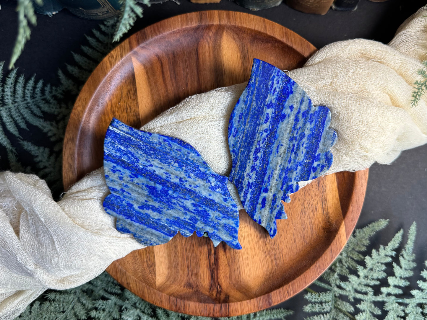 Lapis Lazuli Butterfly Wings on Gold Stand