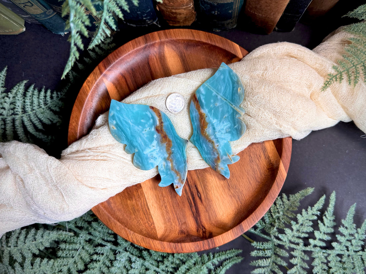Caribbean Calcite Butterfly Wings on Gold Stand