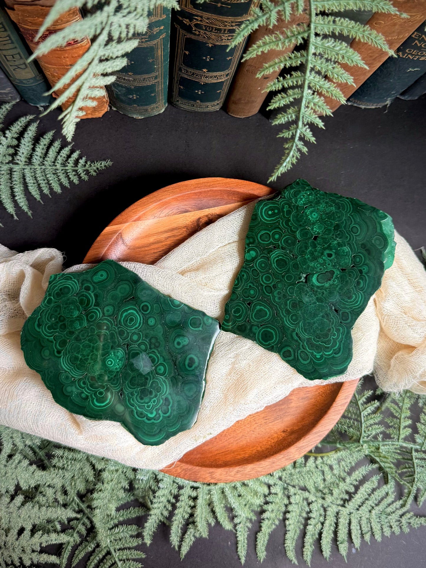 Malachite Butterfly Wings on Gold Stand