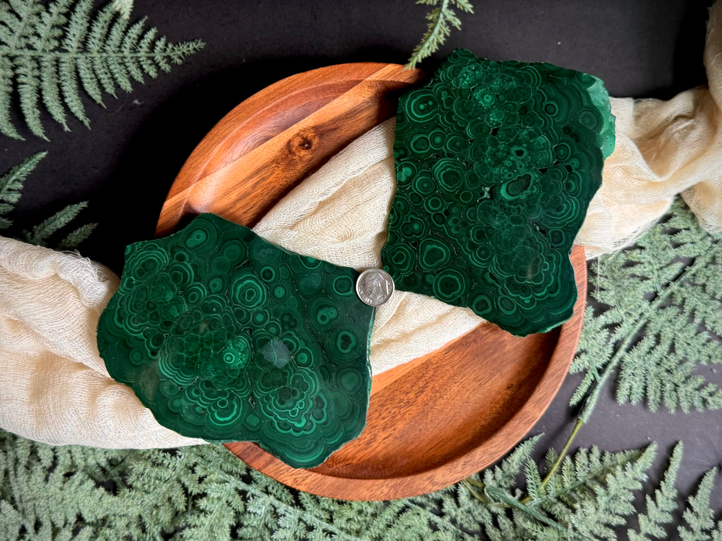 Malachite Butterfly Wings on Gold Stand