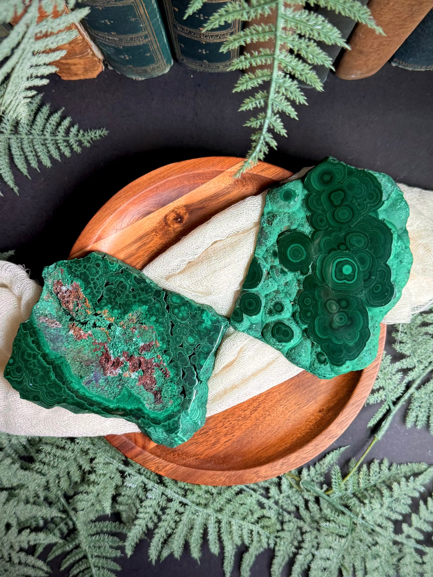Malachite Butterfly Wings on Gold Stand