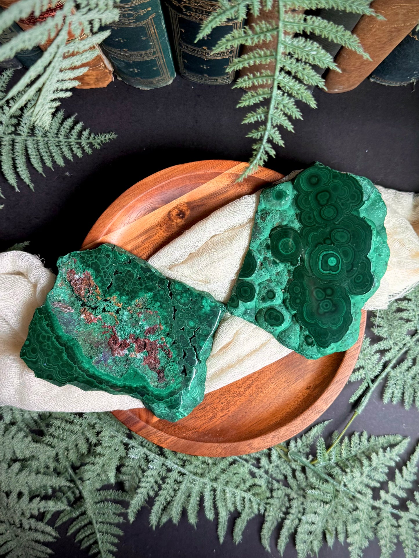 Malachite Butterfly Wings on Gold Stand