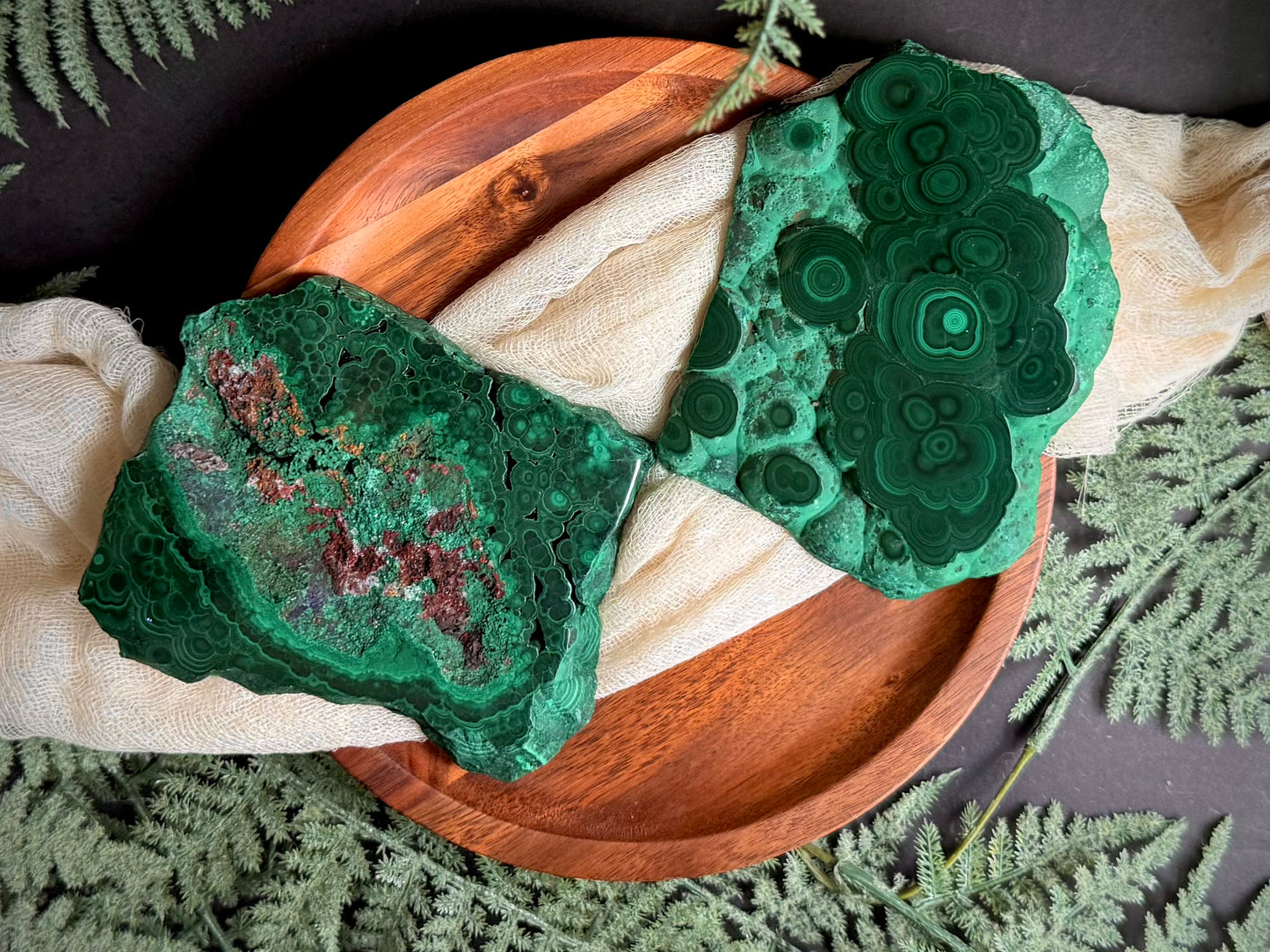 Malachite Butterfly Wings on Gold Stand