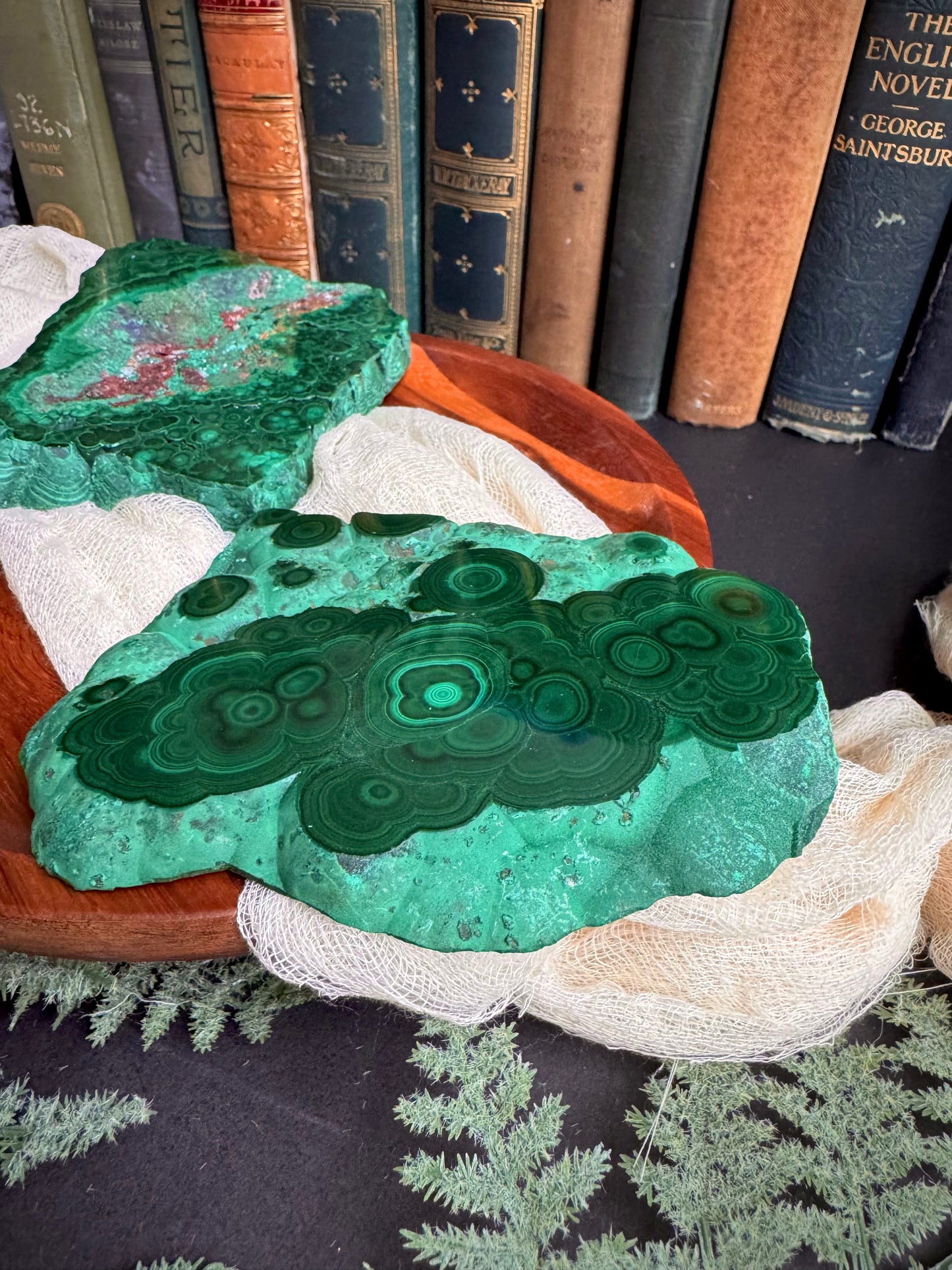 Malachite Butterfly Wings on Gold Stand