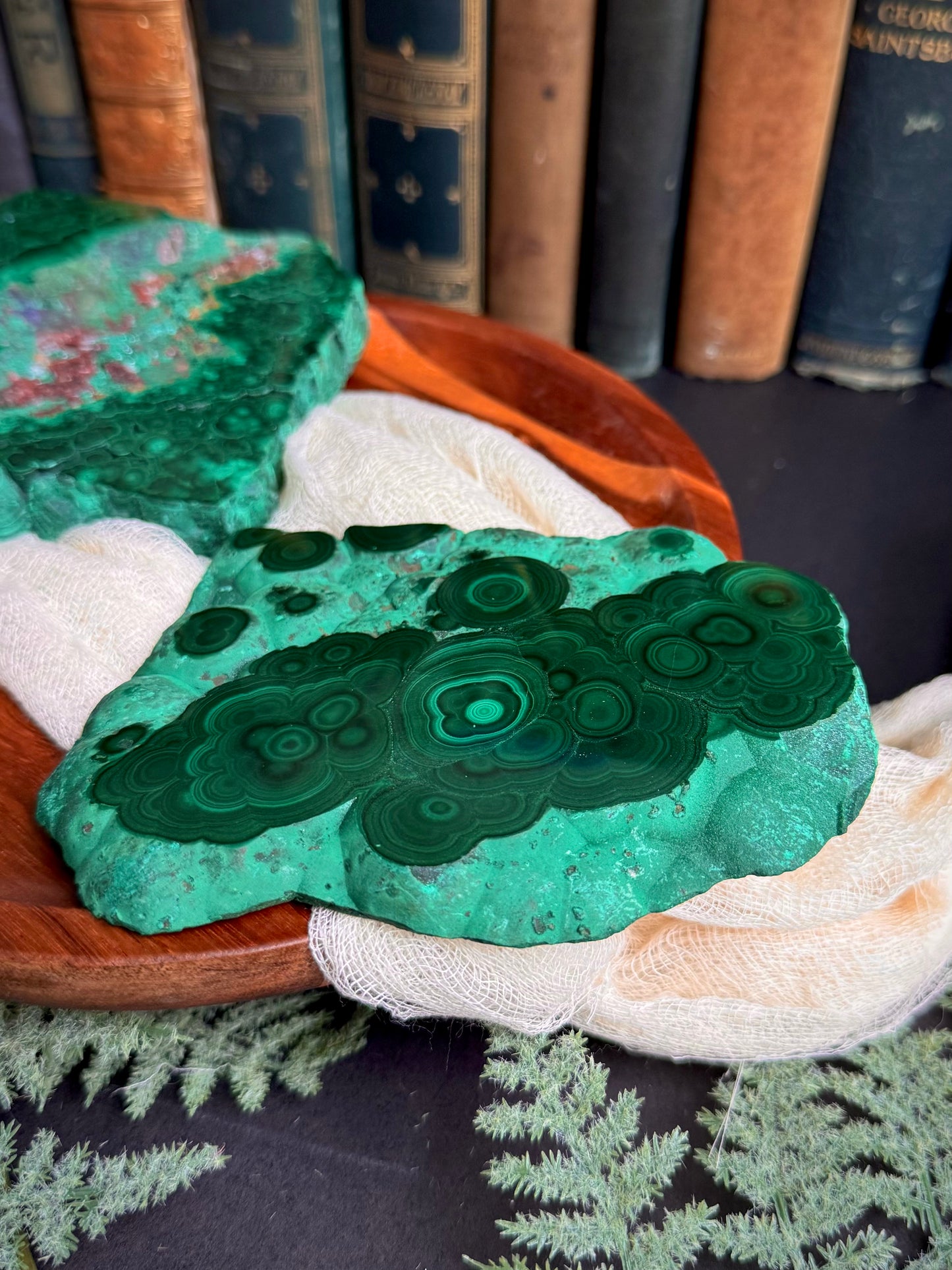 Malachite Butterfly Wings on Gold Stand