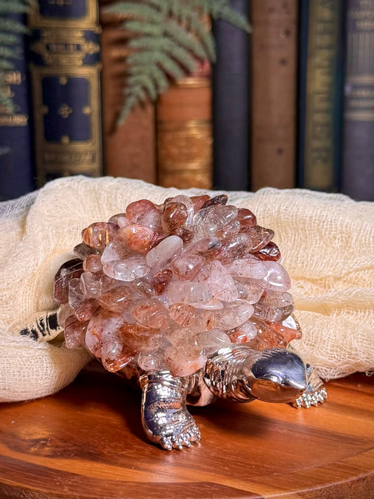 Red & Copper Rutile Chip Turtle Lamp
