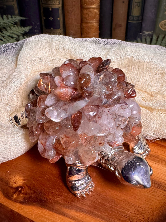 Red & Copper Rutile Chip Turtle Lamp