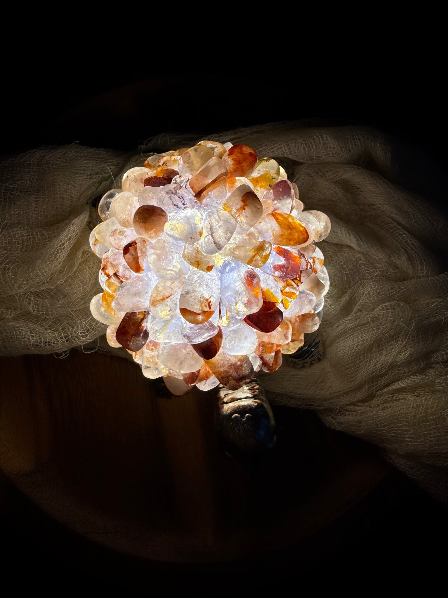 Fire Quartz Chip Turtle Lamp