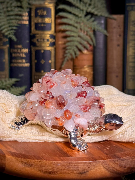 Fire Quartz Chip Turtle Lamp