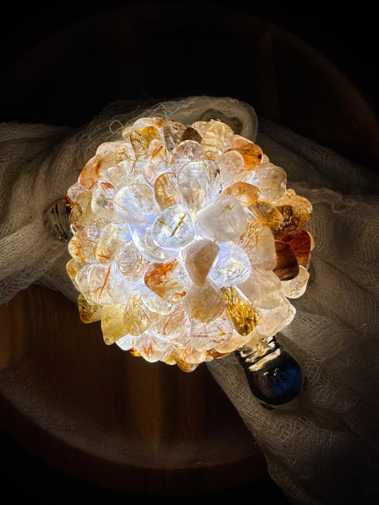 Copper & Golden Rutile Chip Turtle Lamp