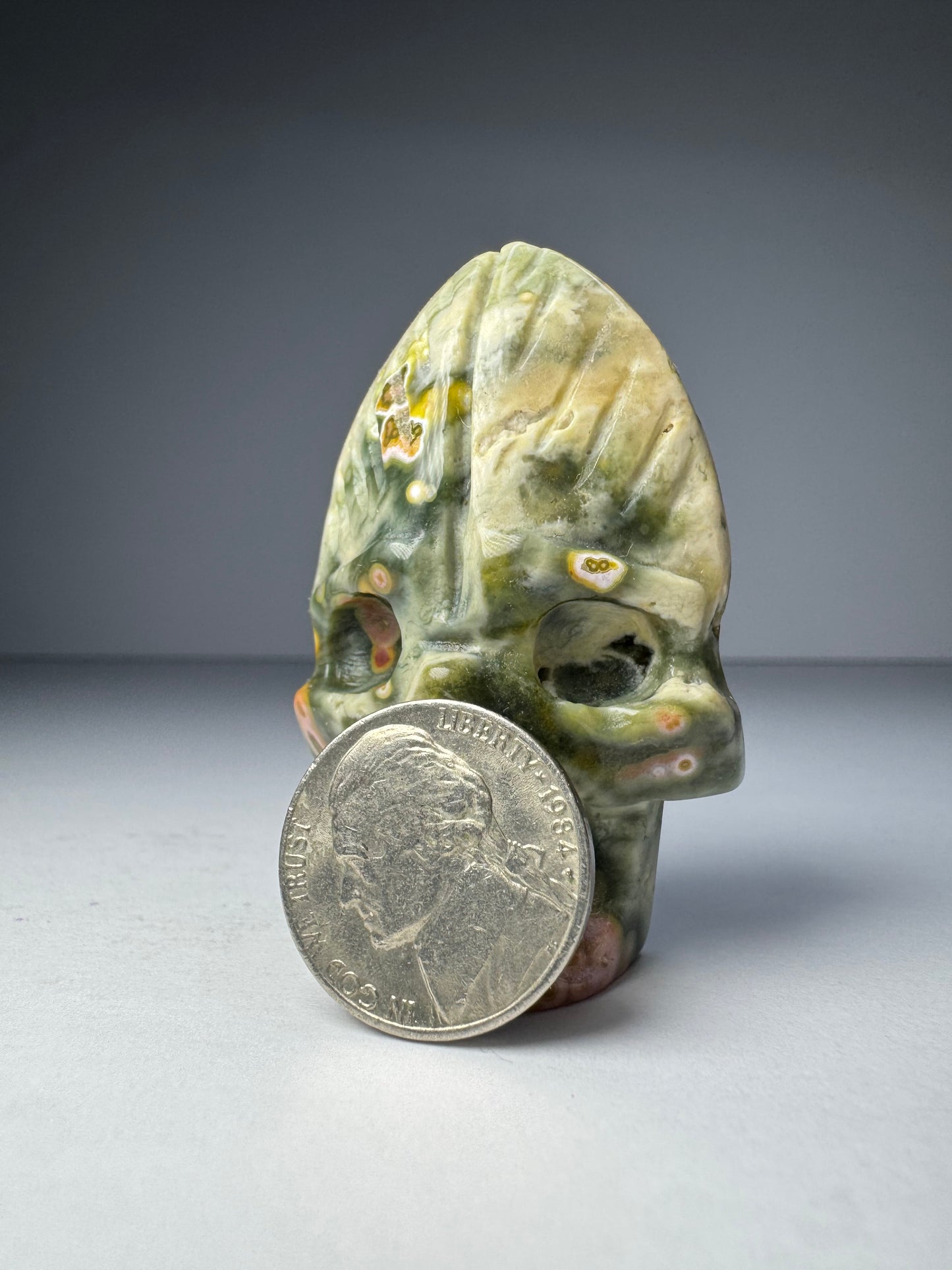 Orbicular Jasper Nature Skull - A