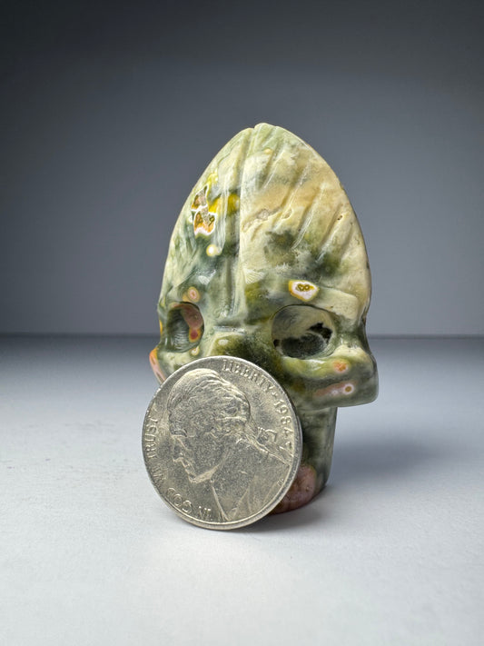 Orbicular Jasper Nature Skull - A