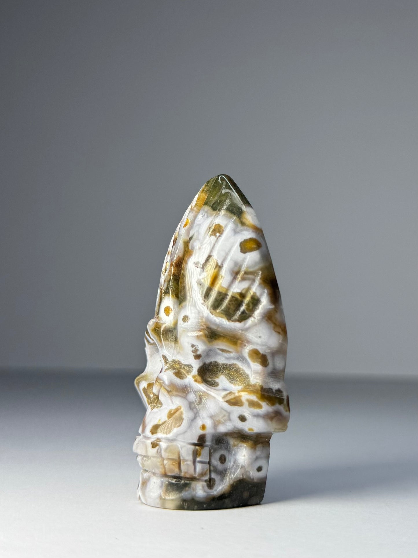Orbicular Jasper Nature Skull - C