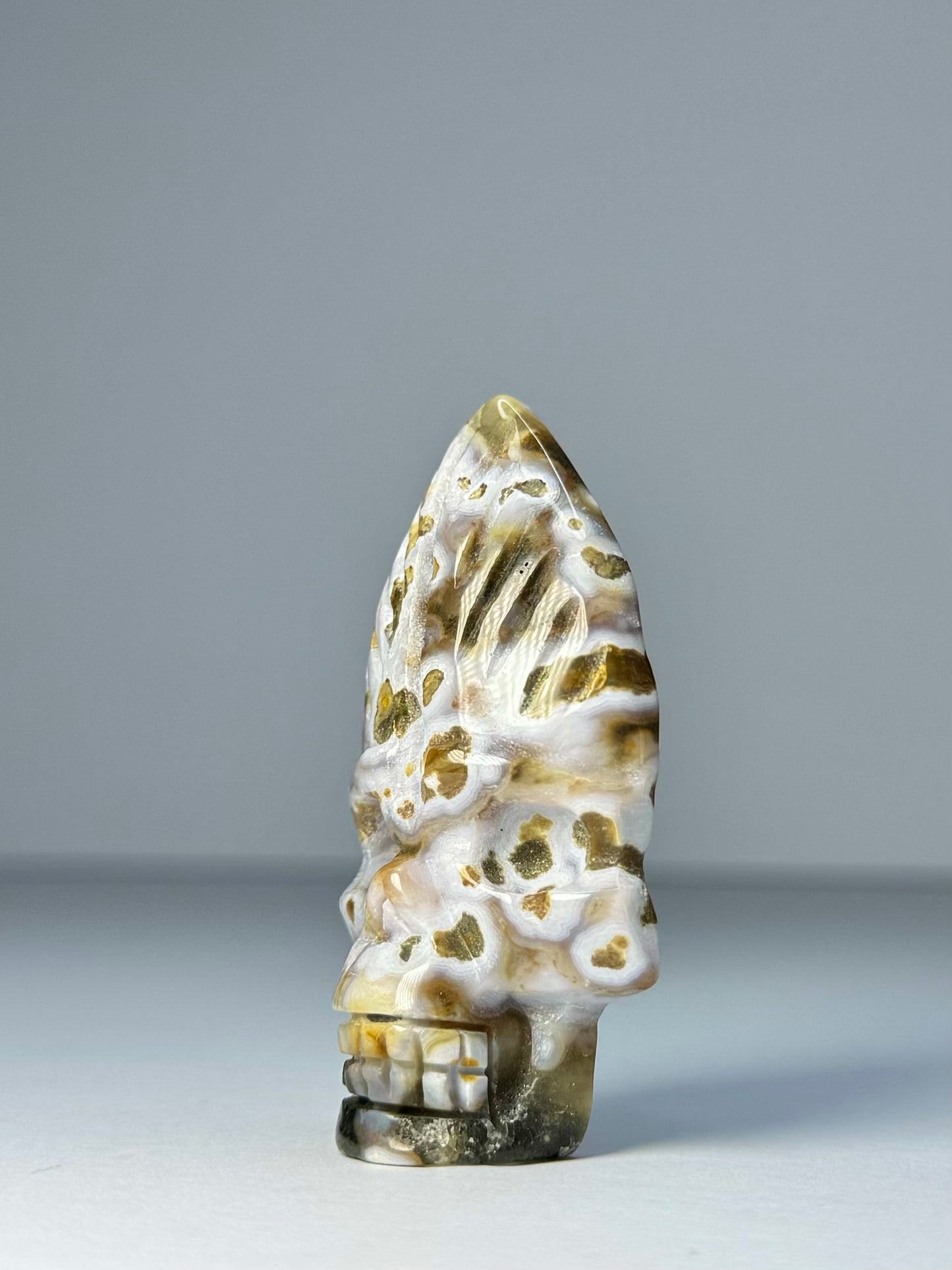 Orbicular Jasper Nature Skull - D
