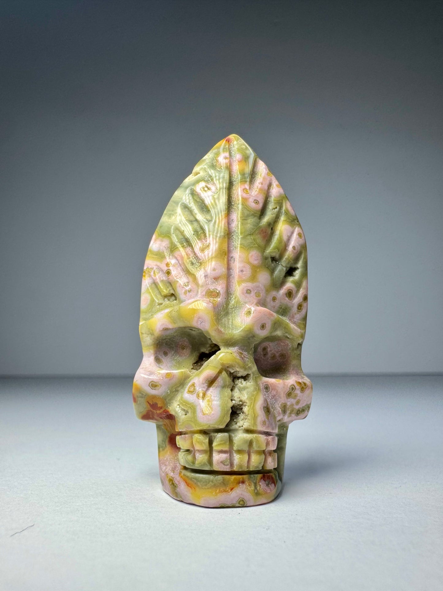 Orbicular Jasper Nature Skull - E