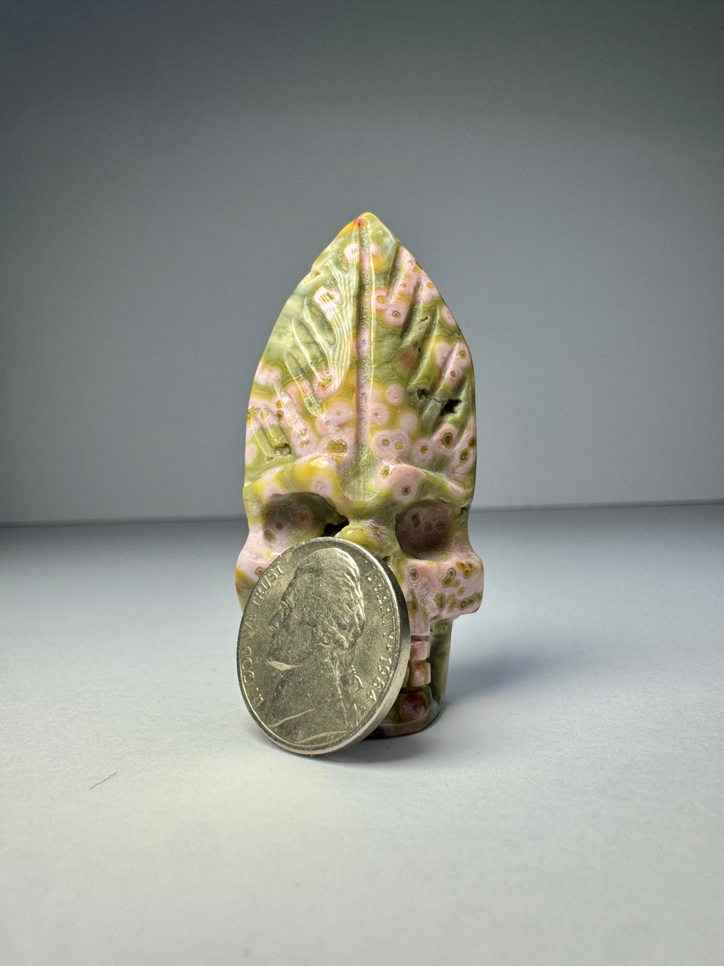 Orbicular Jasper Nature Skull - E