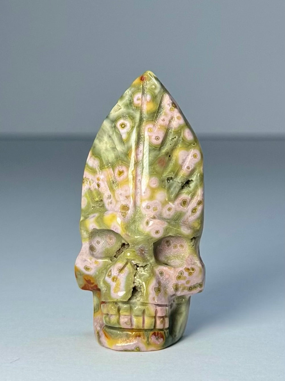 Orbicular Jasper Nature Skull - E
