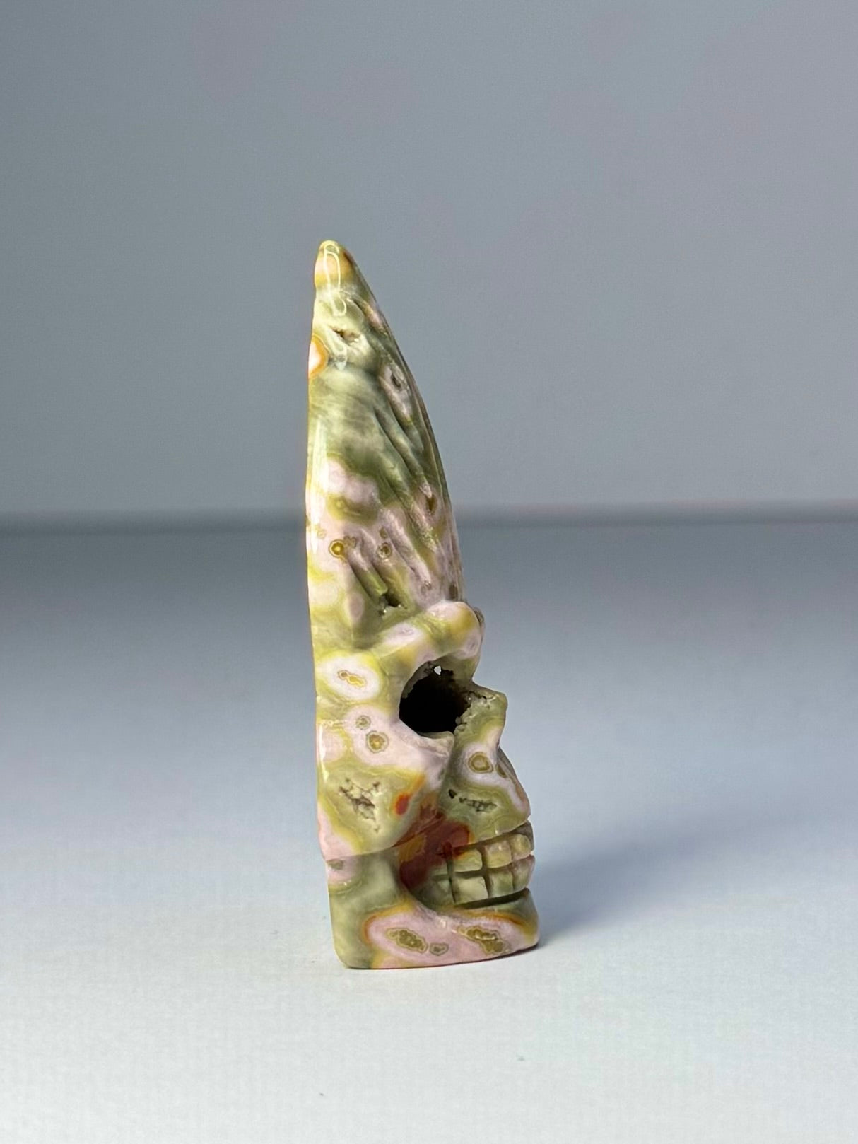 Orbicular Jasper Nature Skull - E