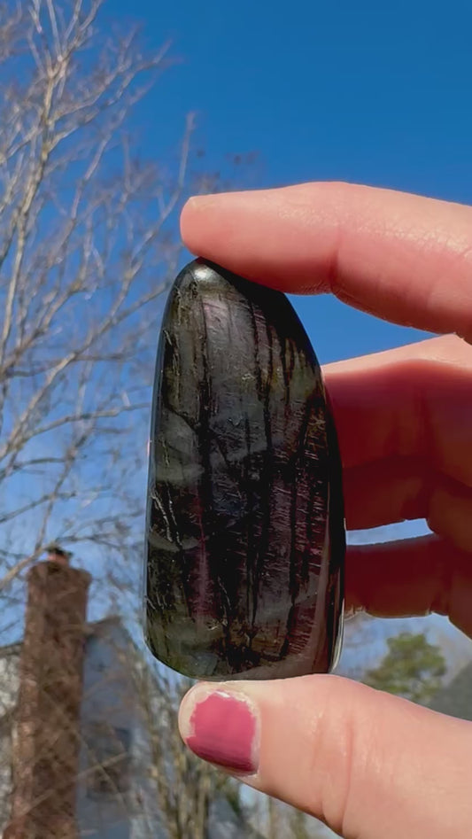 Black Labradorite Silver Mermaid Flash Freeform - M